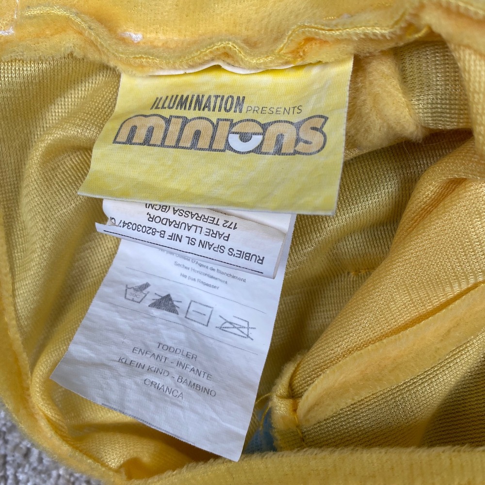 Minions Costume Toddler Blue Yellow One Piece Jumpsuit Soft Fleece - Picture 6 of 9